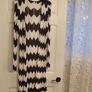 Navy and White Long Sleeve Duster